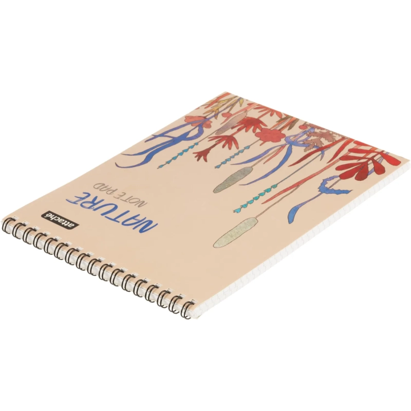 Блокнот А5 60л Attache Nature Beige flowers клет,65г,100%,греб,карт,ВД-лак