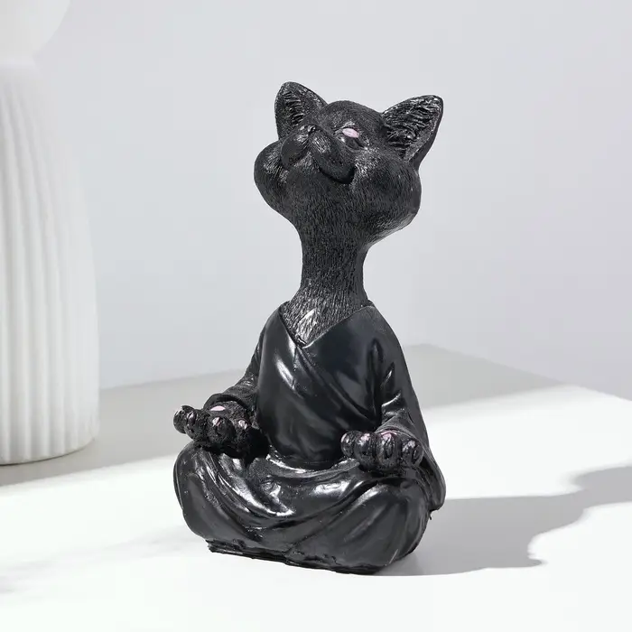 Фигурка полистоун &laquo;Кошка йог&raquo;, чёрная, 9&times;11&times;18 см