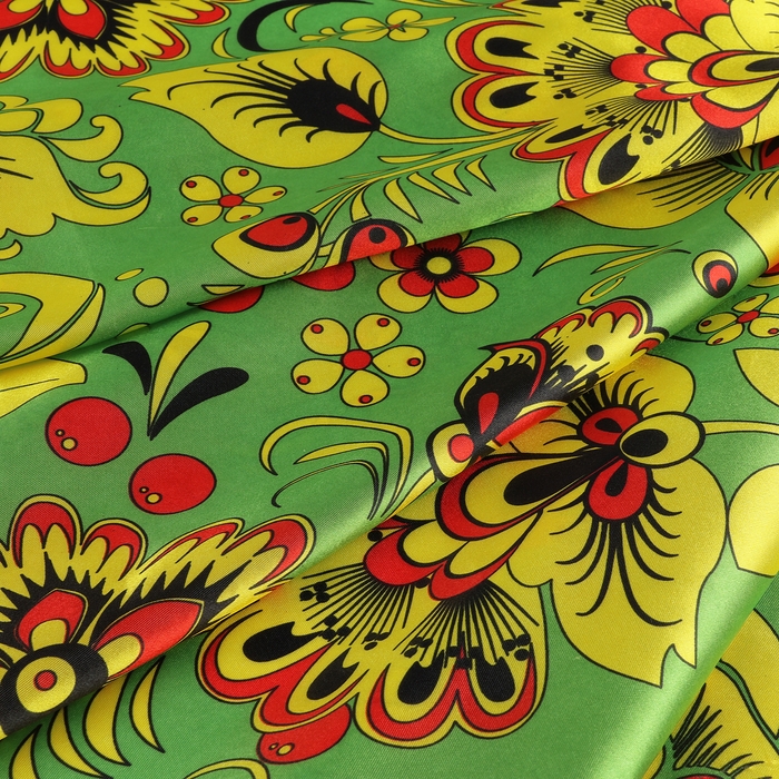 Лоскут для рукоделия, атлас, хохлома, 100 × 150 см