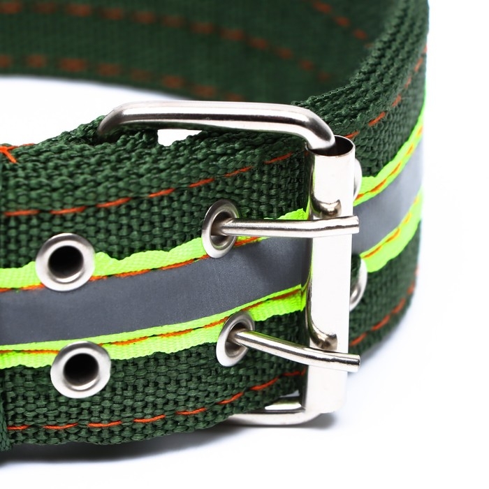 Ошейник четырехслойный светоотражающий с вертлюгом, 71 х 5 см, ОШ 55-65 см, зелёный Ошейник четырехслойный светоотражающий с вертлюгом, 71 х 5 см, ОШ 55-65 см, зелёный