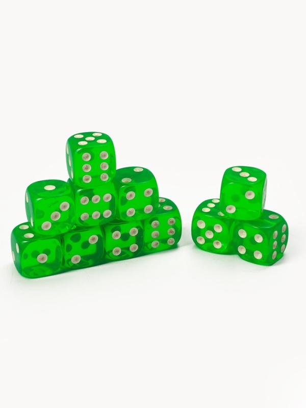 Кости игральные, 1.6 х 1.6 см, набор 50 шт, зелёные Кости игральные, 1.6 х 1.6 см, набор 50 шт, зелёные