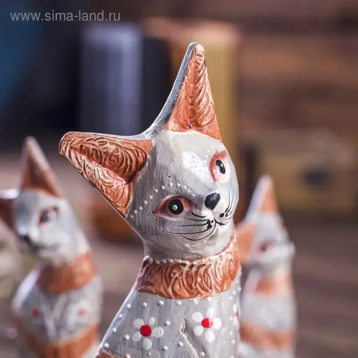 Сувенирный набор &laquo;Кошечки с полосками&raquo;, h=20 см, h=17 см, h=15 см, дерево