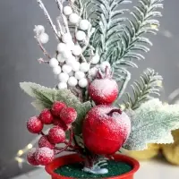 Новогодняя композиция на стол &laquo;Зимнее волшебство. Яркий праздник&raquo;, в горшке, 24&times;7 см