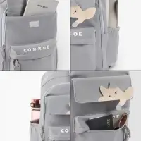 Рюкзак школьный, &laquo;Уставший кот&raquo;, 5 карманов, 2 отделения, 31&times;13.5&times;45 см, серый