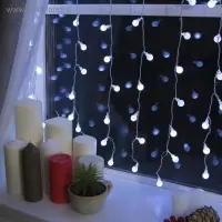 Гирлянда &laquo;Занавес&raquo; 2&times;1.5 м с насадками &laquo;Шарики&raquo;, IP20, прозрачная нить, 360 LED, свечение белое, 8 режимов, 220 В