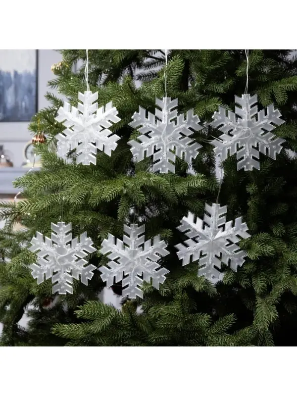 Гирлянда &laquo;Нить&raquo; 2 м с насадками &laquo;Снежинка матовая&raquo;, IP20, прозрачная нить, 36 LED, свечение тёплое белое, 220 В