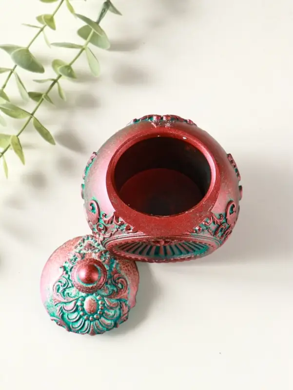 Шкатулка для украшений с крышкой &laquo;Флоренция&raquo;, 10&times;9 см, гипс, окисленная медь