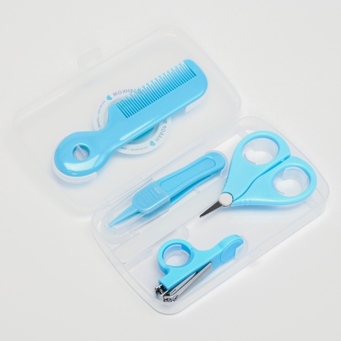 Набор по уходу за ребенком, 5 предметов (расческа, пинцет, ножницы, книпсер, пилка), цвет голубой Набор по уходу за ребенком, 5 предметов (расческа, пинцет, ножницы, книпсер, пилка), цвет голубой