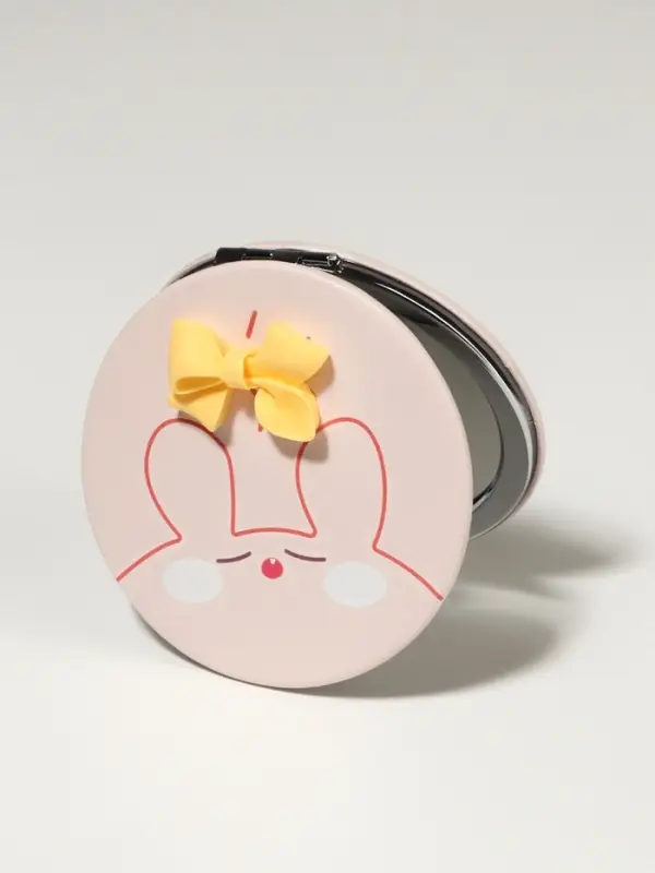 Зеркало складное CUTIE, d=7 см, с увеличением х2, искусственная кожа, бежевое