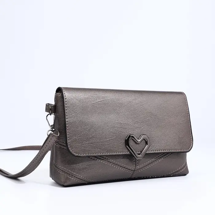Сумка женская, кросс-боди, на магните, 24&times;6&times;14 см, серая