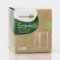 Банка для хранения сыпучих Bella Tenero &laquo;Эко&raquo;, 400 мл, 10.5&times;8.5 см, с бамбуковой крышкой, с ложкой, стекло