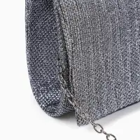 Сумка-клатч женская вечерняя на магните, на цепочке, блестящая, серебристая