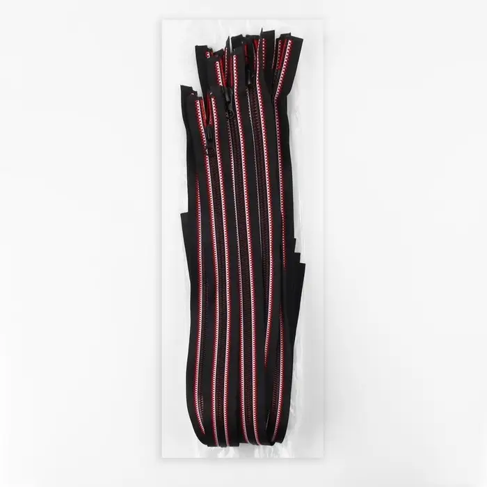 Молния «Трактор», №5, разъёмная, замок автомат, 60 см, чёрная, красная, белая Молния «Трактор», №5, разъёмная, замок автомат, 60 см, чёрная, красная, белая