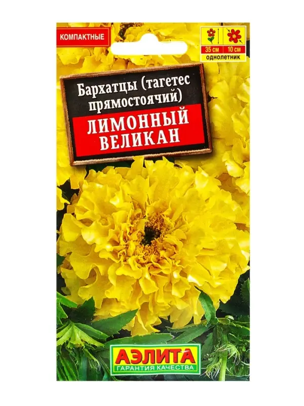 Семена цветов Бархатцы Лимонный великан прямостоячие , Ц/П,0,1 г Семена цветов Бархатцы Лимонный великан прямостоячие , Ц/П,0,1 г