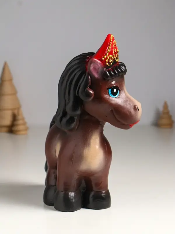 Копилка "Лошадь в кокошнике" 23х17,5х10 см, коричневый