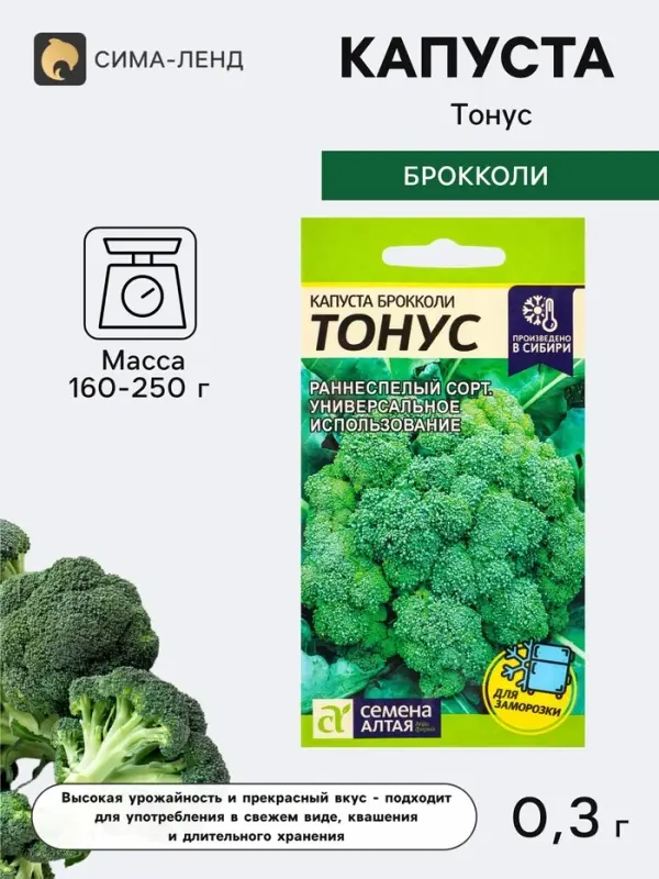 Семена Капуста брокколи &laquo;Тонус&raquo;, 0.3 г, &laquo;Семена Алтая&raquo;