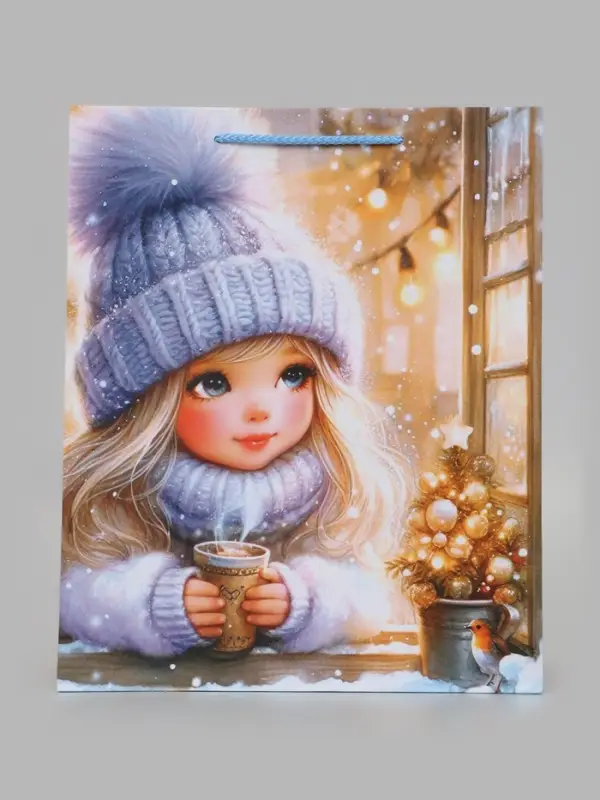 Пакет подарочный &laquo;Девочка с напитком&raquo;, 26&times;12&times;32 см