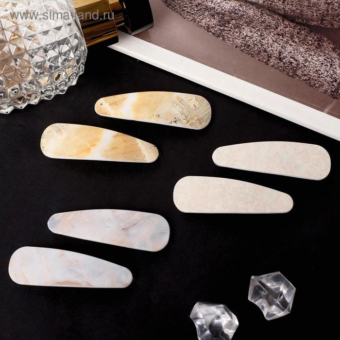 Невидимка для волос  Невидимка для волос "Герти" (набор 6 шт) мрамор, 5,5 см