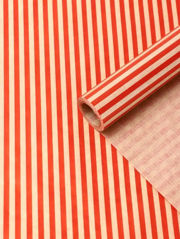 Бумага упаковочная крафт &laquo;Полосы красные&raquo;, 0.68&times;10&plusmn;5% м, 60 г