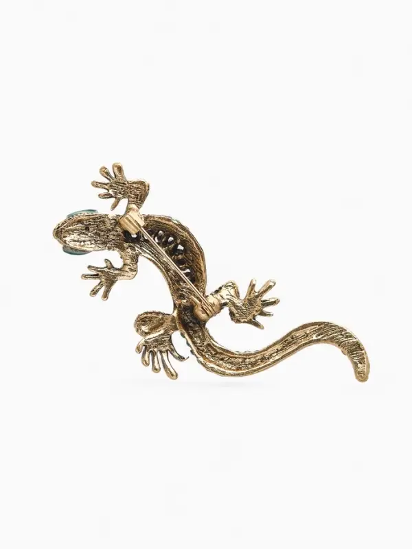 Брошь &laquo;Ящерица изогнутая&raquo;, разноцветная в чернёном золоте