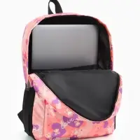 Рюкзак школьный на молнии, с карманами, с рисунком, размер 30&times;13&times;42 см, розовый