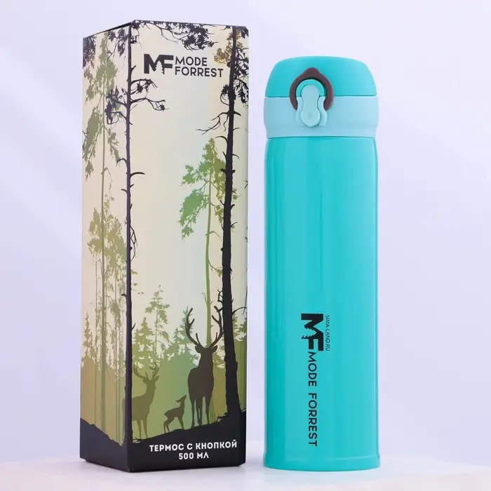 Термос с кнопкой Mode Forrest, 450 мл, голубой, время сохранения тепла 10-12 ч Термос с кнопкой Mode Forrest, 450 мл, голубой, время сохранения тепла 10-12 ч