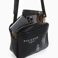 Сумка женская на молнии TEXTURA, 22&times;8&times;17 см, с принтом, чёрная