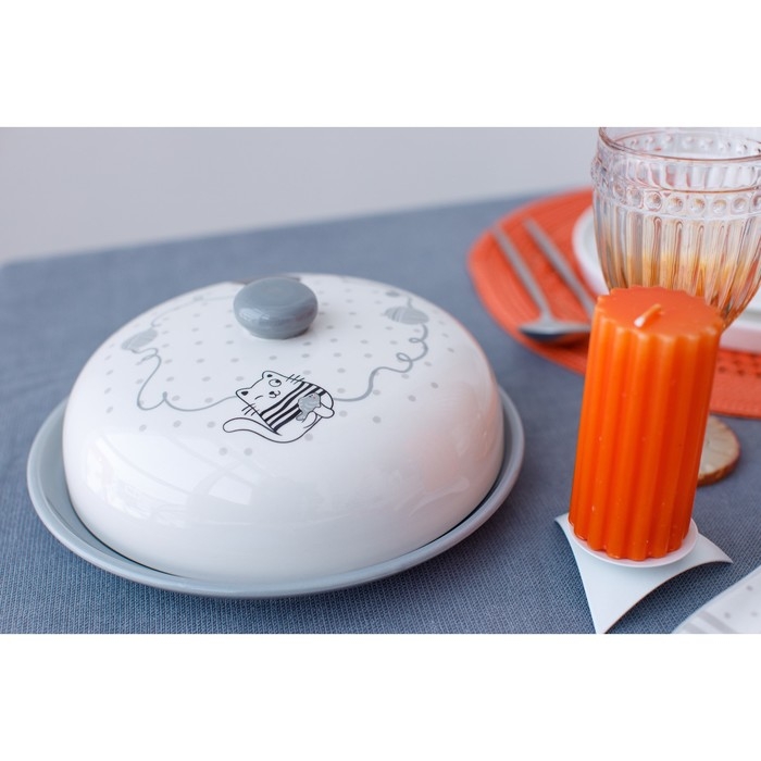 Блинница Доляна «Уютные коты», d=23 см, цвет белый Блинница Доляна «Уютные коты», d=23 см, цвет белый