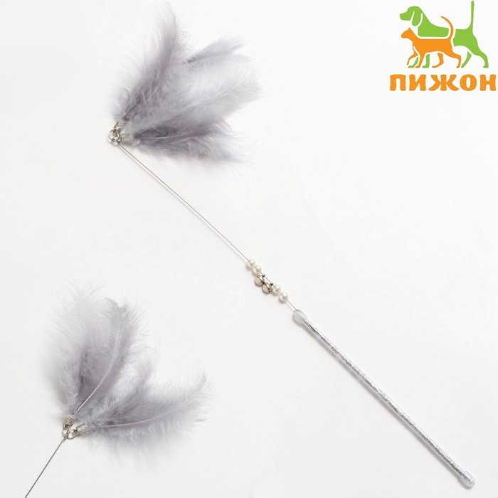 Дразнилка  Дразнилка "Мягкое воспоминание" с перьями и бубенчиками, 60 см
