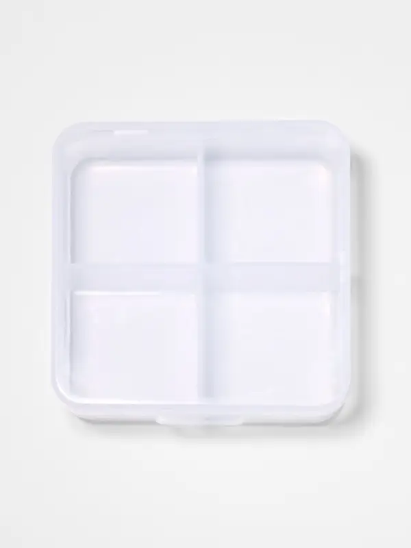 Таблетница, 4 секции, 7×6.7×2.4 см, прозрачная Таблетница, 4 секции, 7×6.7×2.4 см, прозрачная