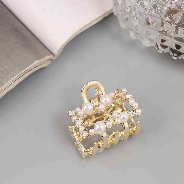 Крабик для волос &laquo;Саманта галант&raquo;, прямой, 3 см, золотистый