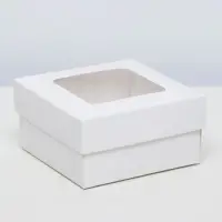 Коробка подарочная складная, упаковка, крышка - дно, с окном, белая, 10×10×5 см