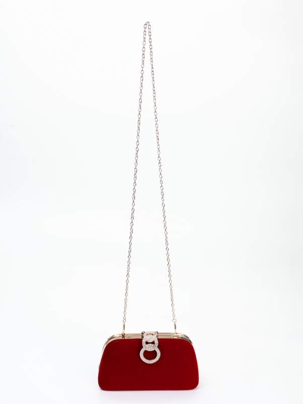 Сумка жен, 20*6*12, отд на фермуаре, цепь, текстиль, красный