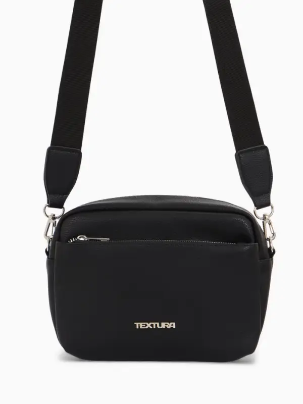 Сумка женская кросс-боди TEXTURA на молнии, 16&times;7&times;17 см, чёрная