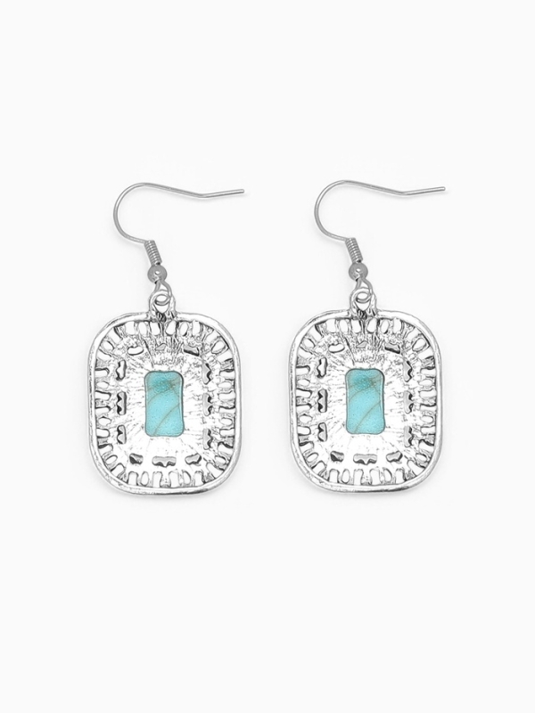 Серьги «Бирюзовый мир» прямоугольник, цвет голубой в чернённом серебре Серьги «Бирюзовый мир» прямоугольник, цвет голубой в чернённом серебре