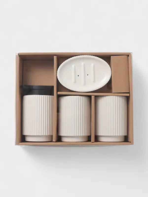 Набор аксессуаров для ванной «Грани», 4 предмета, мыльница, дозатор для мыла, 2 стакана, белый Набор аксессуаров для ванной «Грани», 4 предмета, мыльница, дозатор для мыла, 2 стакана, белый