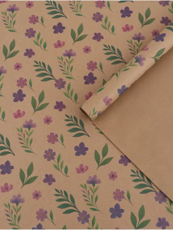 Бумага упаковочная крафт &laquo;Сиреневые цветы&raquo;, 50&times;70 см