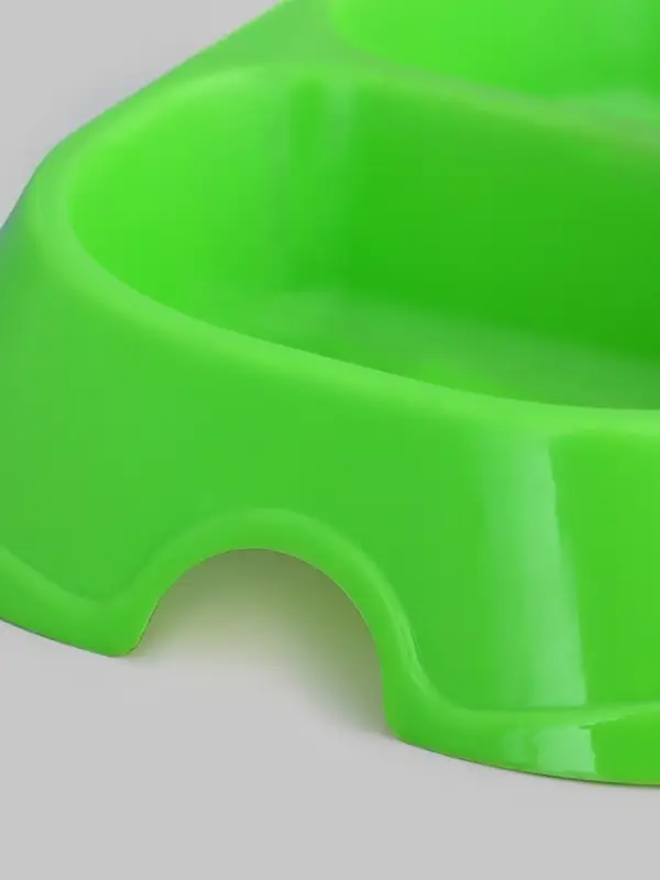 Миска двойная, 2&times;200 мл, пластик, зелёная