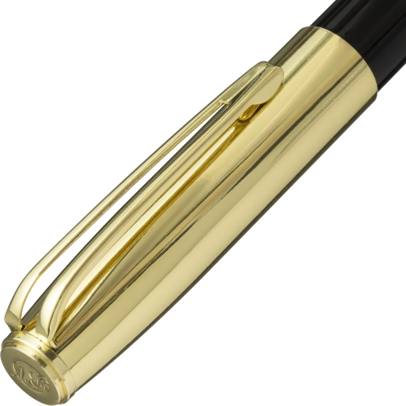 Ручка шариковая NAPOLI 1.0,син,корп.черн-зол/мет.фут.черн,20-0383/08-15