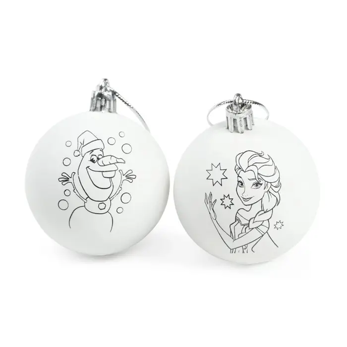 Ёлочные шары под раскраску на новый год &laquo;Эльза и Олаф&raquo;, d=5.5 см, 2 шт., краски, набор для творчества, Холодное Сердце