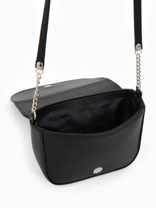 Сумка женская мессенджер TEXTURA на магните, 15&times;6&times;13 см, чёрная