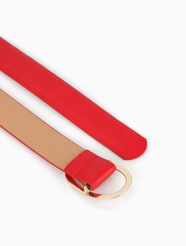 Ремень жен 05-01-01-07, 3*0,3*110 см, без винта, пряжка золото, затяжка, красный
