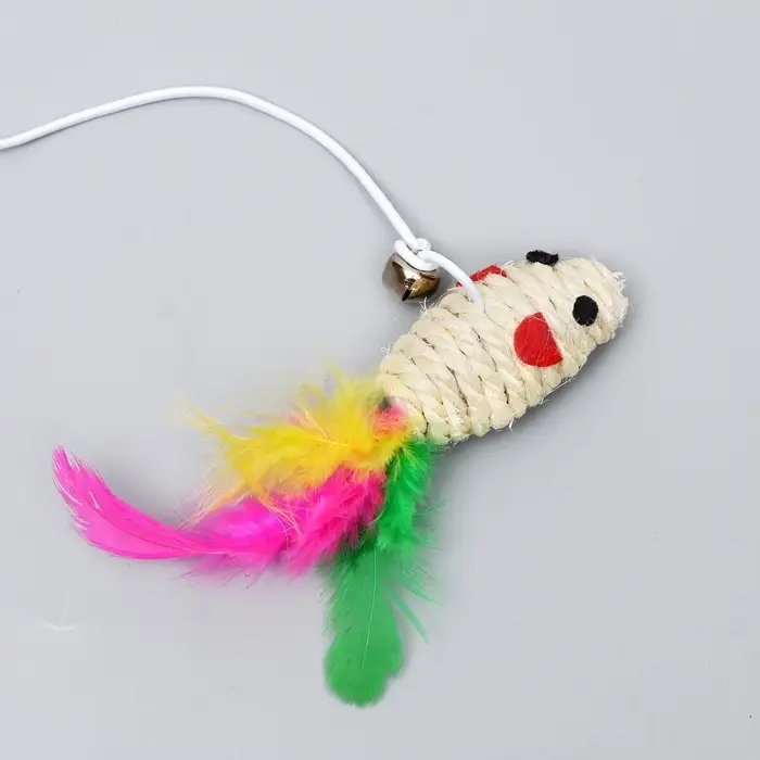 Дразнилка-удочка &laquo;Мышь из сизаля&raquo;, цвет МИКС