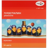 Пластилин, 24 цвета, 480г, Гамма "Мультики", со стеком, картонная упаковка (371595)