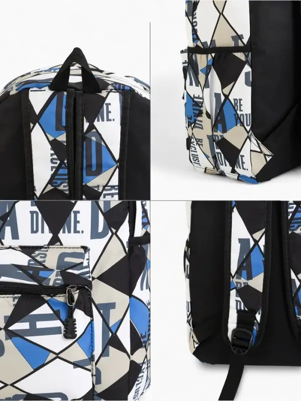 Рюкзак школьный 3 кармана, 1 отделение, 30&times;13&times;42 см, синий