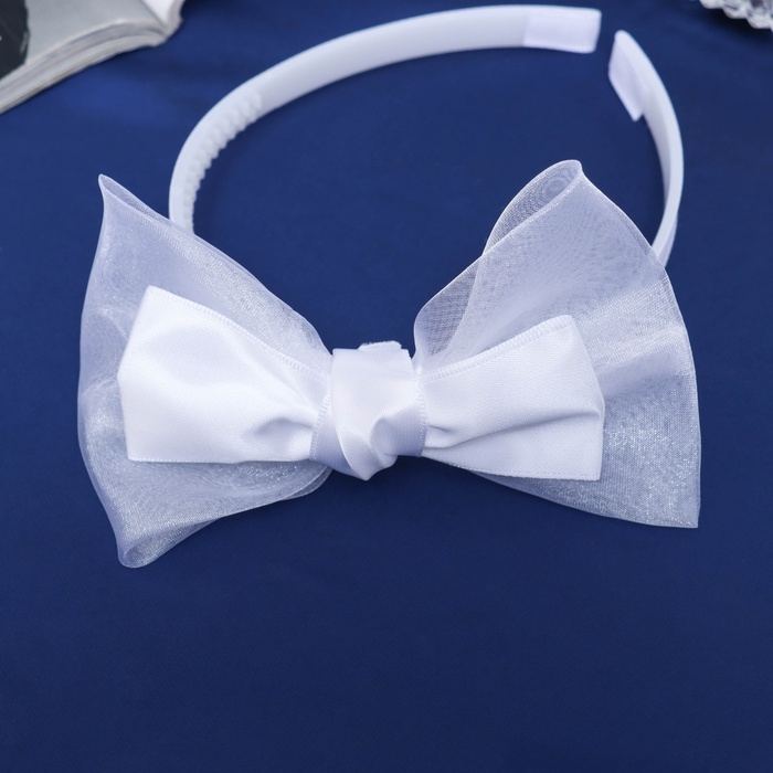 Ободок для волос  Ободок для волос "Школьница" бант классик, 11х1 см, белый