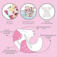 Многоразовый подгузник с 3-х слойным вкладышем Крошка Я &laquo;Цветочки&raquo;, 3-15 кг