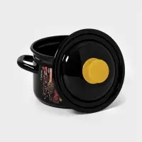 Кастрюля эмалированная &laquo;Карри&raquo;, 2 л, d=17 см, с крышкой, чёрная