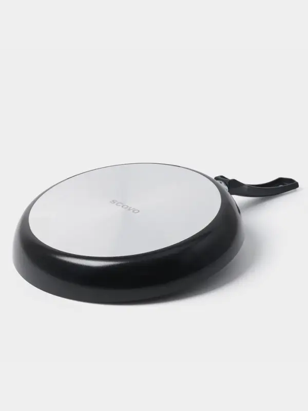 Сковорода Consul, d=28 см, пластиковая ручка, стеклянная крышка, антипригарное покрытие, алюминий, чёрная