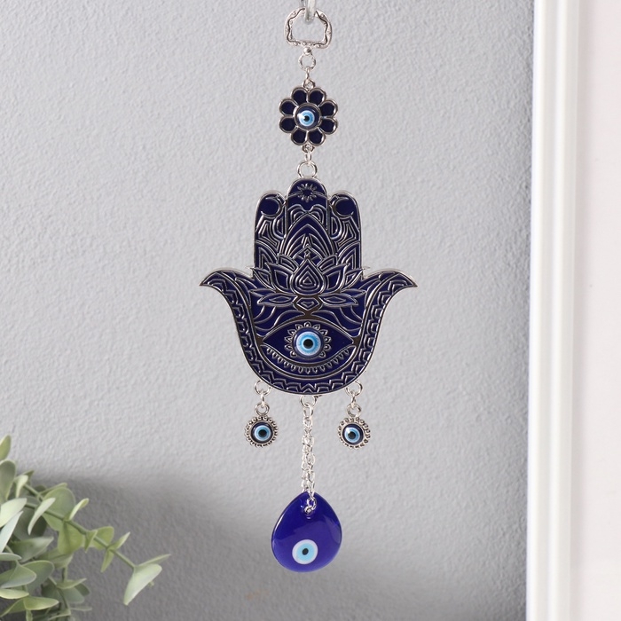 Подвеска от сглаза  Подвеска от сглаза "Рука Фатимы с лотосом" 9х22 см